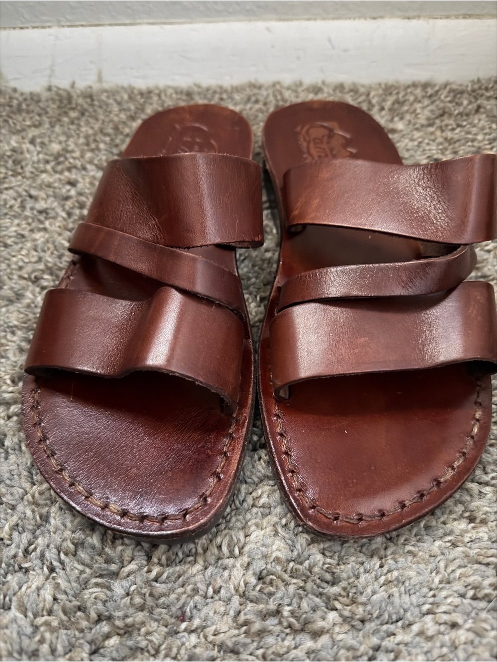 Classic Brown Leather Women’s Slide Sandals